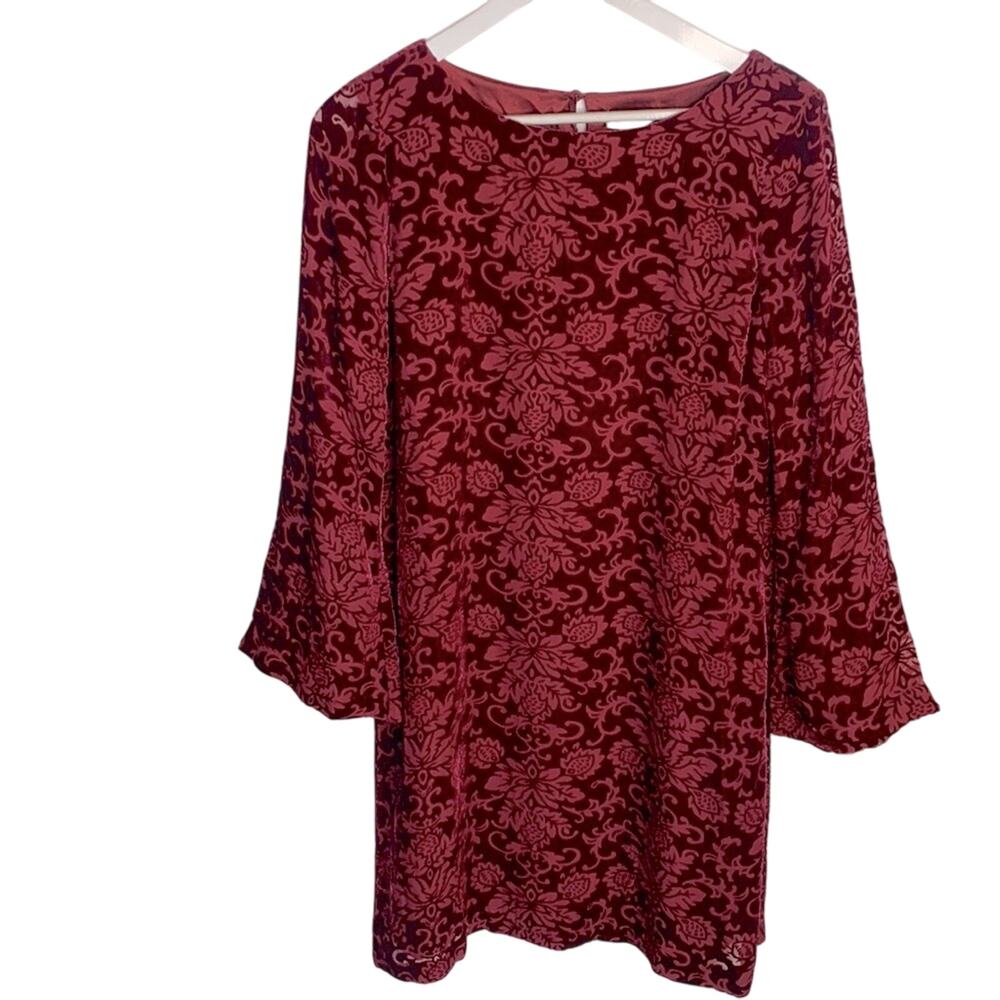 Sundance Red Burnout Velvet Renaissance Long-sleeve Dress NWOT W-708 Sz XS